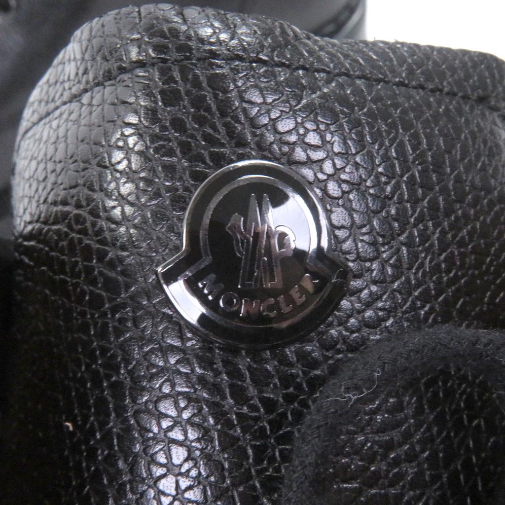 Pristine MONCLER Ankle boots Metal logo lace-up black leather mens 43 Used
