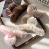 Solid Color Fluffy Cross Hair Claw For Women Girls Sweet Plush Hairpins Crab HairClips Headband Winter Fashion Hair Accessories