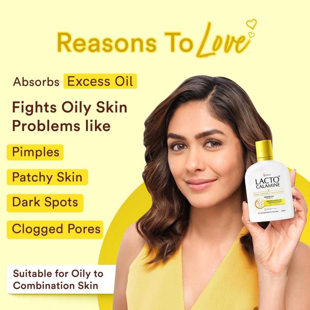 Lacto Calamine Sunscreen Lotion Kaolin Clay & Zinc Oxide SPF 30  120ml Pack of 2 Lightweight Oil-Control Face Body Moisturizer