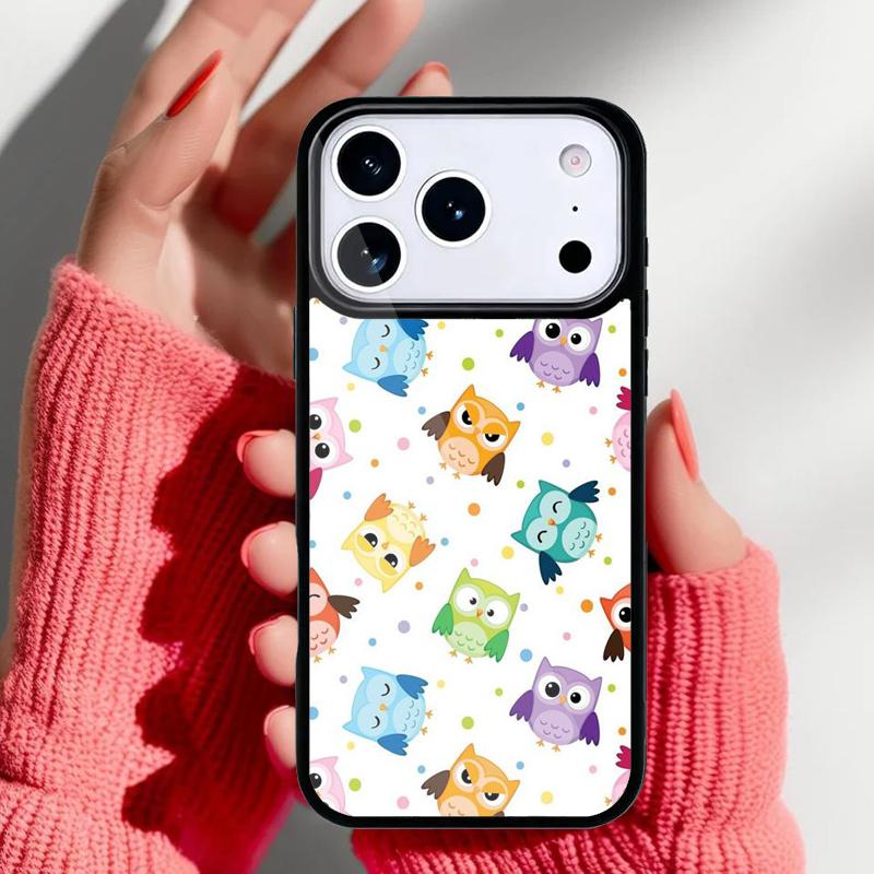 Cute Owl Cartoon Soft Phone Case for iPhone 17 16 15 14 13 Pro Max Back Cover for 12 11 Pro Coque