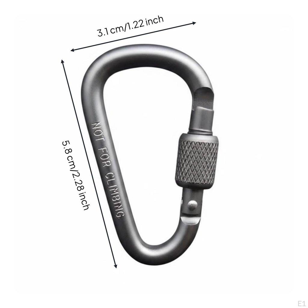 DShaped Carabiner Clip Versatile Locking Lightweight Outdoor Gear for Hikers, Campers,