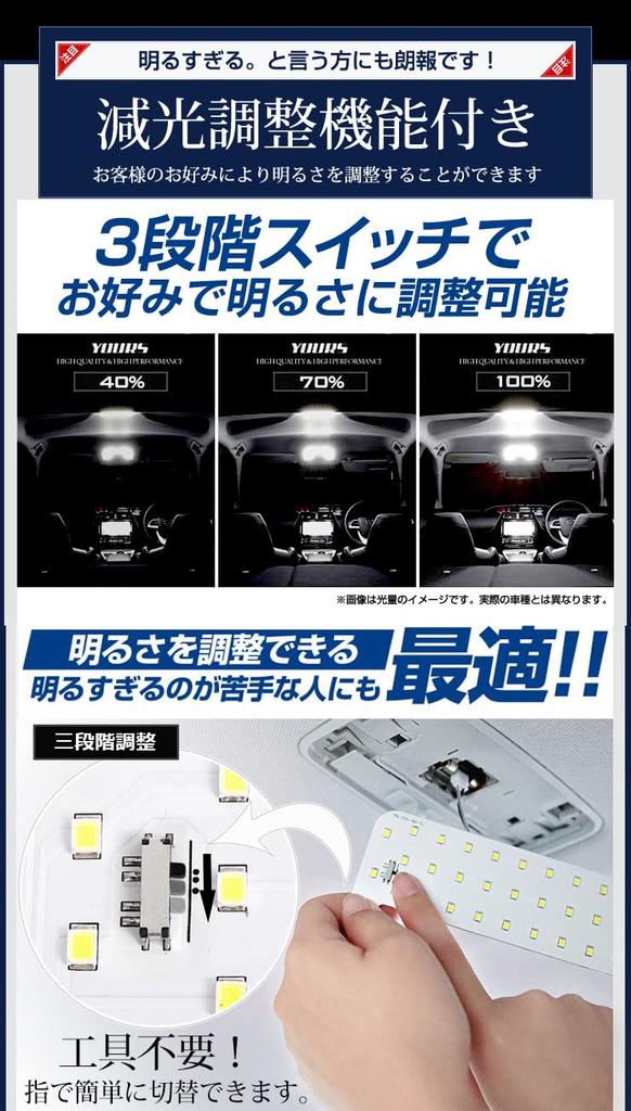 YOURS 90 Series Voxy Noah Front Center LED Room Lamp Unit (LED Only) - Custom Interior Lighting for Custom Fit, Parts, and Accessories (y405-010 [2] M