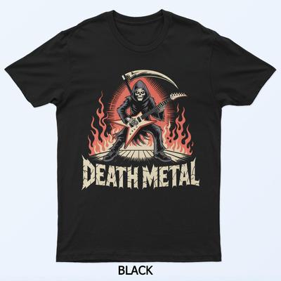Death Metal Sensenmann Gitarre Lustiges Heavy Rock Musik T-Shirt