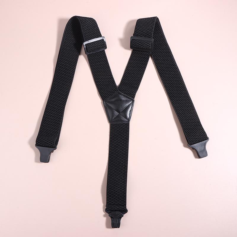 Heavy Duty Work Suspenders For Men Wide Y-Back With 3 Plastic Gripper Clasps Adjustable Elastic Trouser Pants Braces