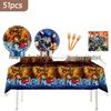 Demon Slayer Birthday Party Set: Plates, Napkins, Tablecloth, Cutlery