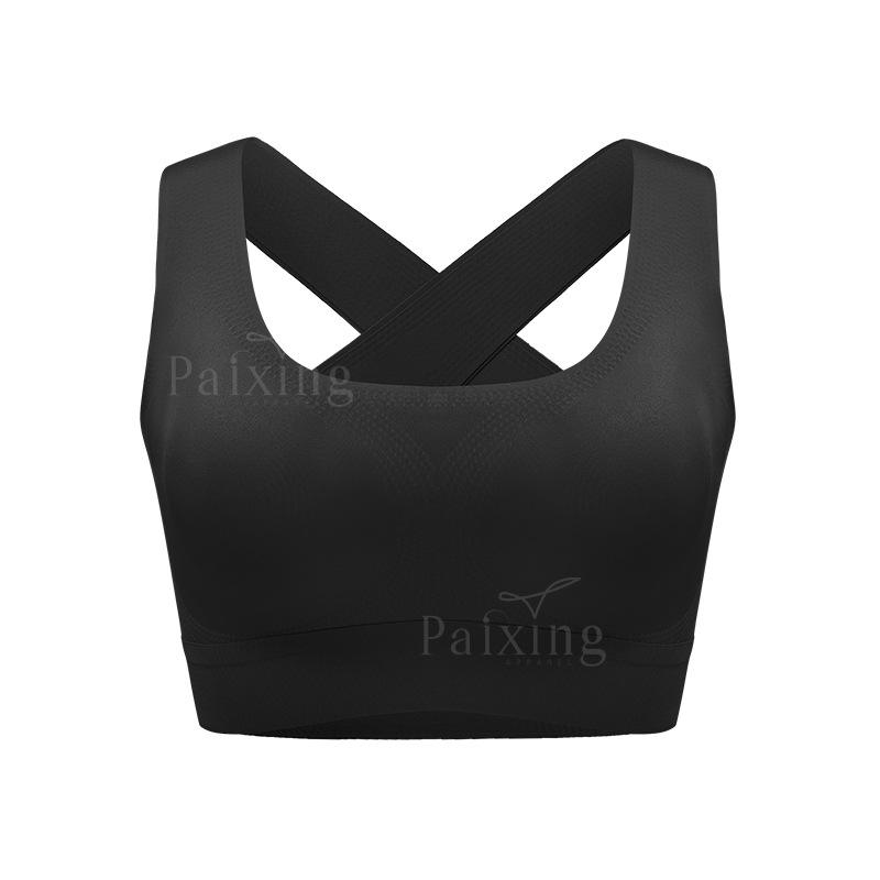 Women Wide Strap Sexy Cross Back Seamless Thin Breathable Push Up No Underwire Sports Bra S