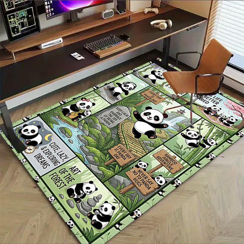 1PC Panda Life Non-Slip Floor Carpet, Office, Family, Bedroom, Studio - Large Area Rug, Vibrant Colors, Longlasting Material-C0471