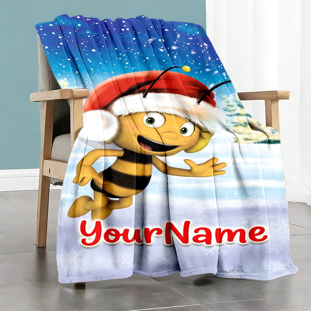 Biene Maja Customize Your Name Blanket Lightweight Personalized Blanket Comfortable Throw For Bed Nap Living Room Couch for All Occasions