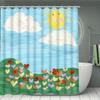 4pcs shower curtain set with 12 hooks - shower curtain, non-slip bath mat, toilet seat cover and U-shaped rug - machine