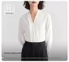 Women's White Chiffon V-Neck Professional Shirt – Elegant Formal Wear for Interviews and Office Settings