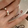 Stylish Korean Ddp Geometric Pearl Ring With Adjustable Elastic Band For Women