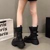 Thick-soled Heightening Martin Boots Women's 2025 New Autumn High-end Versatile Short Boots Small Temperament Retro Knight Boots