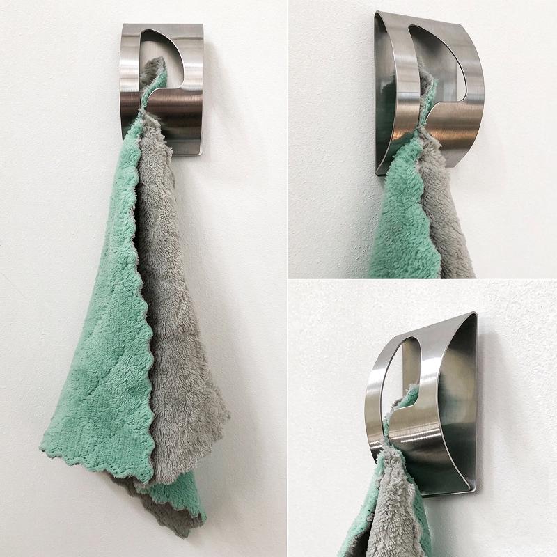 Wall Mount Stainless Steel Towel Hanger Hook Rust Resistant 1 Piece for Bathroom Kitchen Entryway Coat Umbrella Hanging