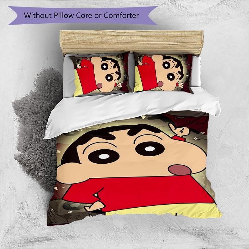 3pcs Crayon Shin-chan pattern bedding set duvet cover set includes duvet cover &pillowcases,perfect all season bedroom decoration&gift