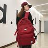 Schoolbag Solid Color Simple Korean Edition Campus Casual Backpack Large Capacity Middle and High School Student Backpack Lightweight Couple Travel 