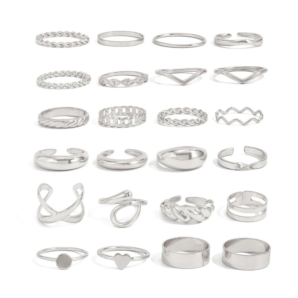 Accessories, Wind Alloy Open Twist Ring Ring, Pearl Hollow Irregular Ring Set