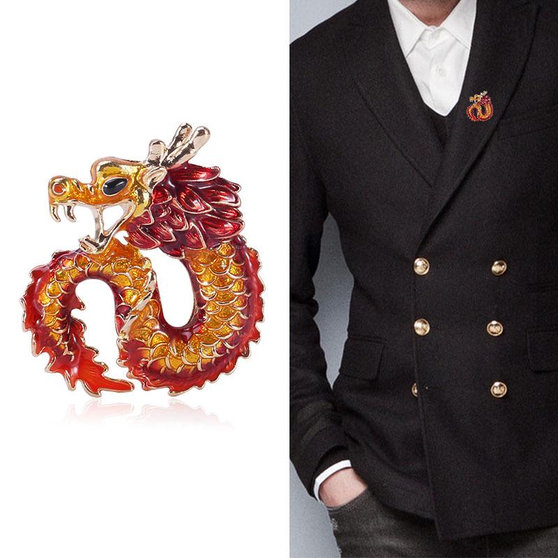 2020 Fashion New Alloy Animal Dragon Brooch for Men Corsage Blazer Dress Lapel Pins and Brooches Shirt Hat Clothing Accessories