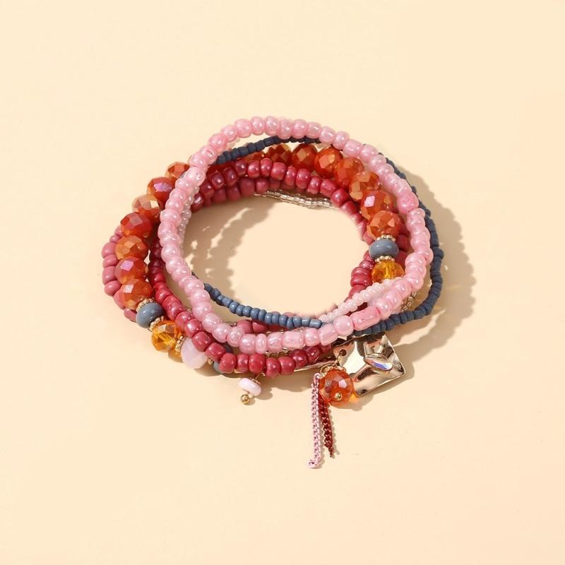 Stylish Glass Multi-Layer Bracelet Stacking Statement Bracelets Fashionable and Comfortable Jewelry for Women and Girls