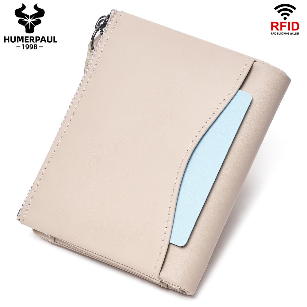 Humerpaul Neue RFID Männer Brieftasche Blockieren Schutz Anti-Diebstahl Scan Männlichen Leder Biflod Kurze Brieftasche Zipper Münzfach Beutel Casual geld Tasche