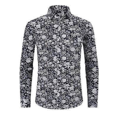 Men's New 3D Printed Foreign Trade Shirt Spring and Autumn Cross Border Collar Long Sleeve Loose Men's Wear