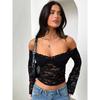 Sexy Lace One Neck Long Sleeved Top Sexy Lace off-Neck Long Sleeve Top