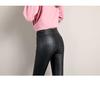 Women's High-Waisted Black Matte Leather Leggings - Fleece-Lined and Slimming for Fall/Winter