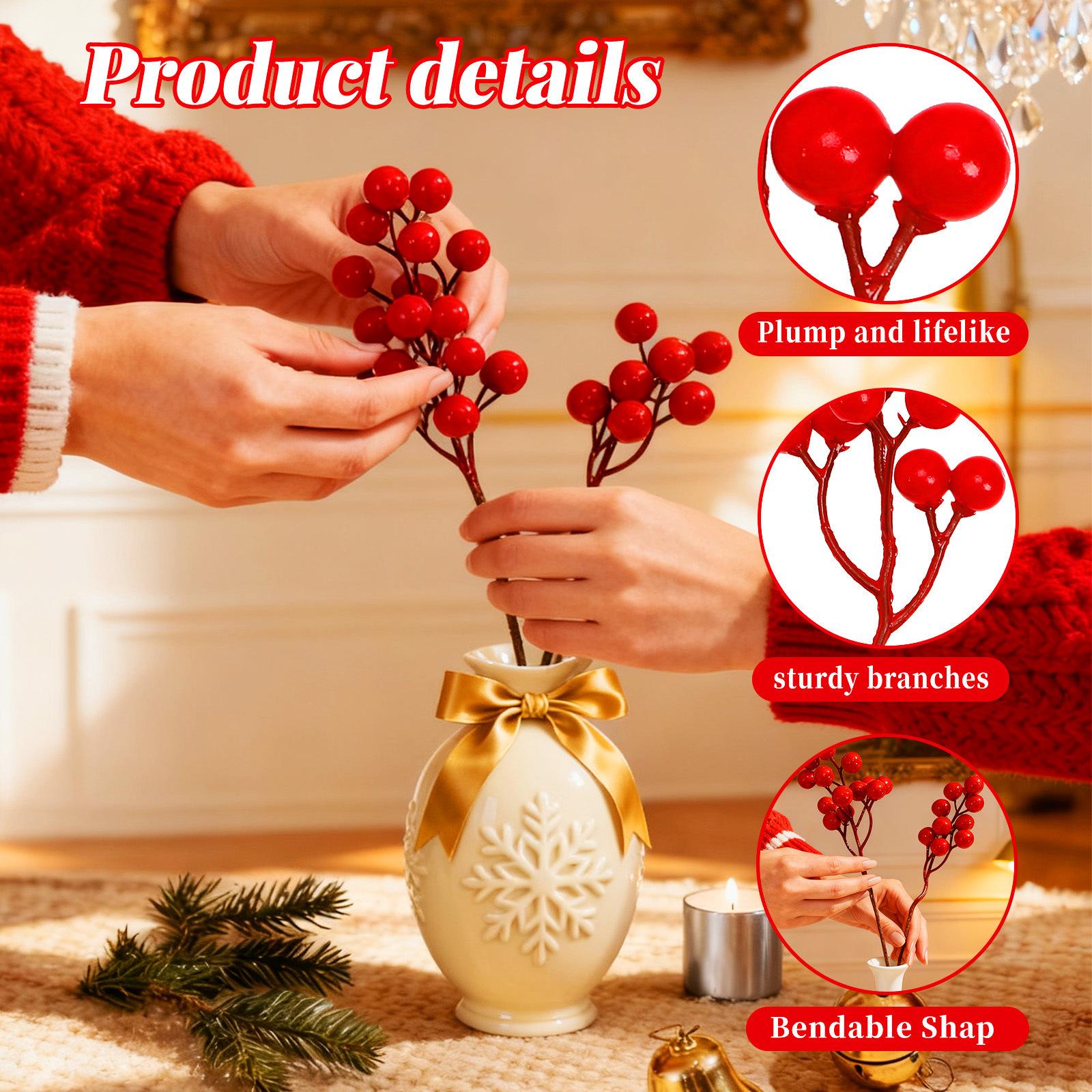 

Artificial Red Berries, Perfect For New Year s And Christmas, Ideal For Living Room Home Decoration, Or As A Small Holly Bouquet. One Size