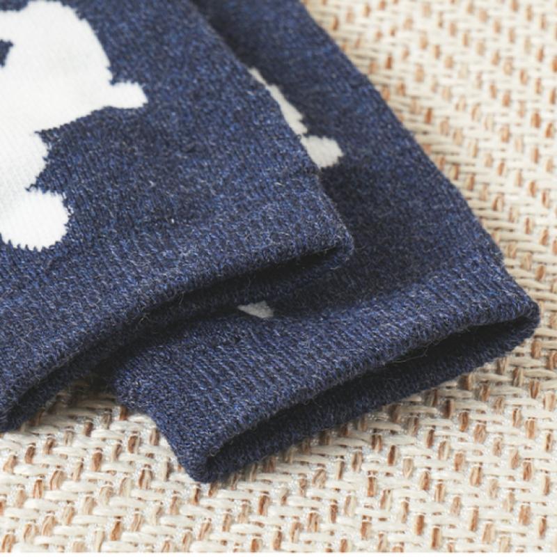 Daiso Pattern Full Pile Socks Navy
