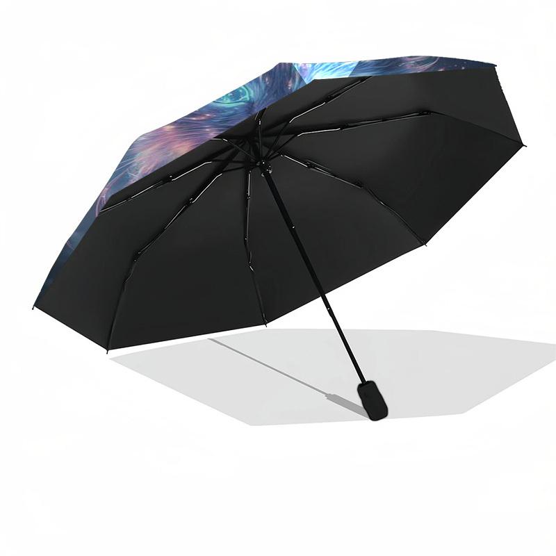 1pc Galaxy Cat Outdoor Umbrella - Automatic Opening/Closing, Portable Tri-Fold Design with 8-Rib Iron Frame, Perfect Gift for Fans and Travelers, Suit