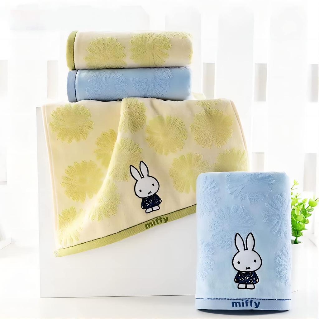 Miffy a Snoopy Obličej Mini Koupelnový a Ruční a Roztomilá Sada Ručníků Ručník, Ručník, Ručník. Měkký, Nežmolkující, Odolný, Tenký, (Miffy A, 2)