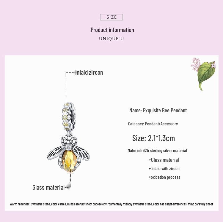 Sterling Silver S925 Bi Hänge Armband med Bikaksmönster Zirkon Accenter