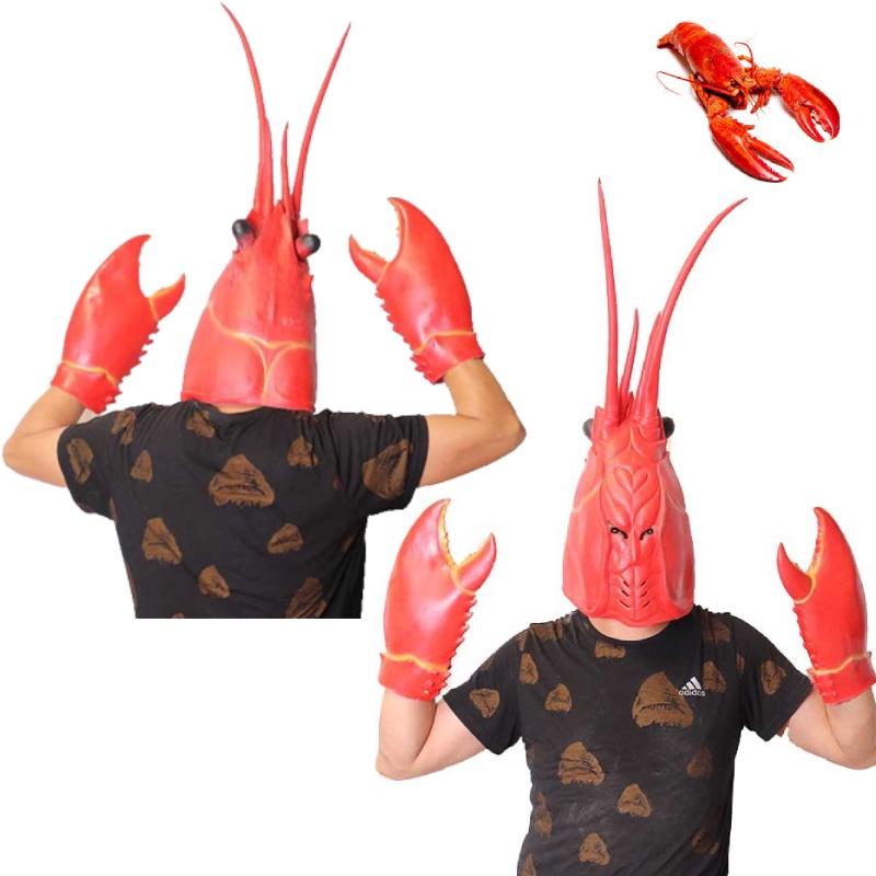 Dragon Lobster Head Mask Creative Latex Gloves For Stage Performance Festive Cosplay Accessories