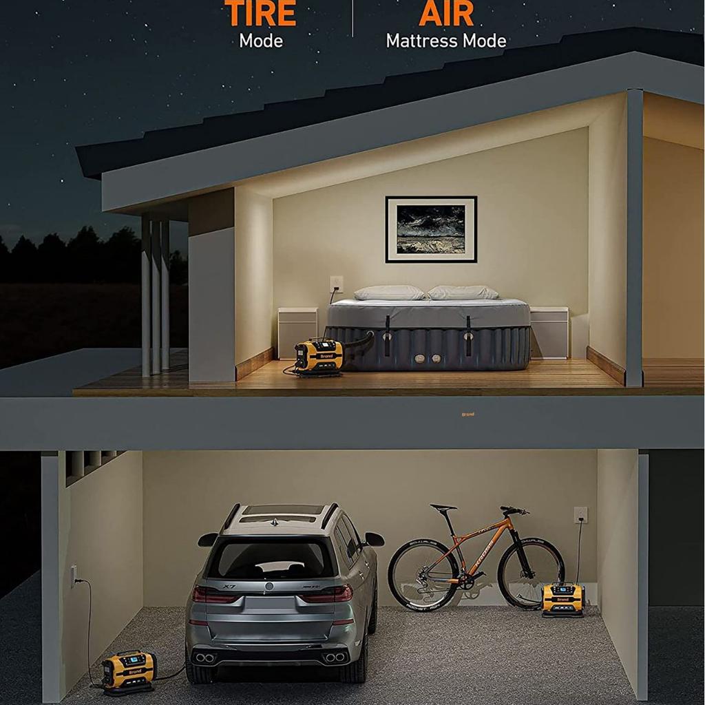 Car Mounted Air Pump AC 110 230V DC 12V Dual Power Fast Tire Inflator
