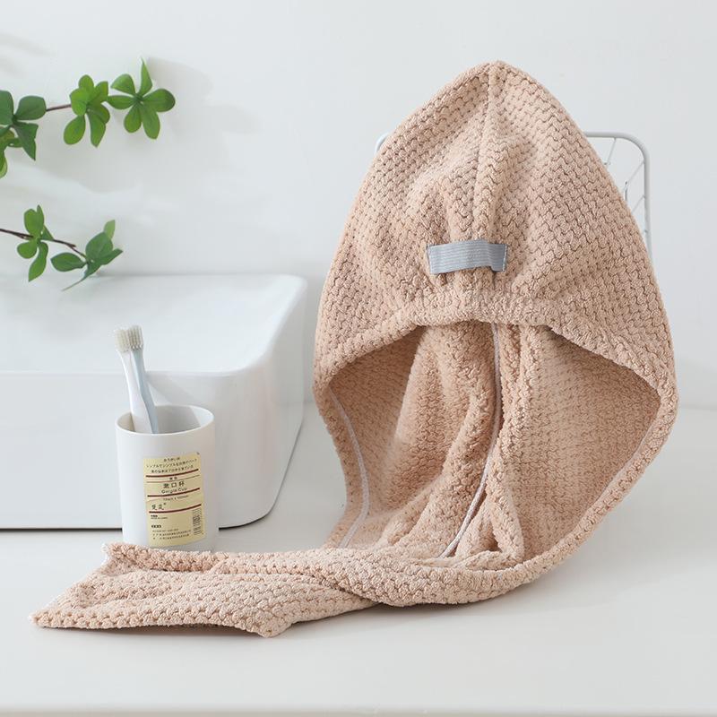 Pineapple Design Quick-Dry Coral Fleece Hair Towel Cap 25*78cm, 93g хаки