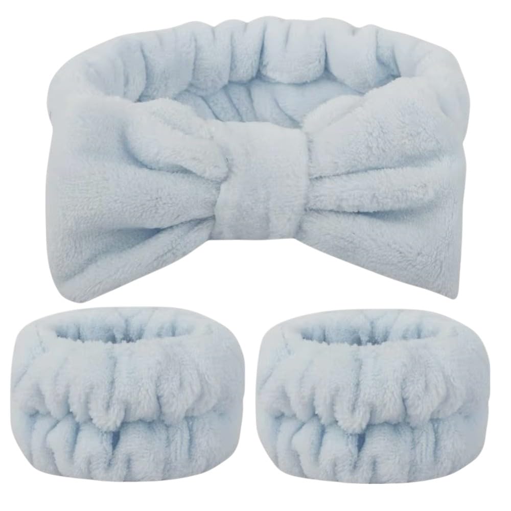 Absorbent and Washband Set for Washing Your Face and Keeping Your Sleeves Stretchy Microfiber Ribbon Hair Turban with Fluffy Ribbon for and Cosmetic