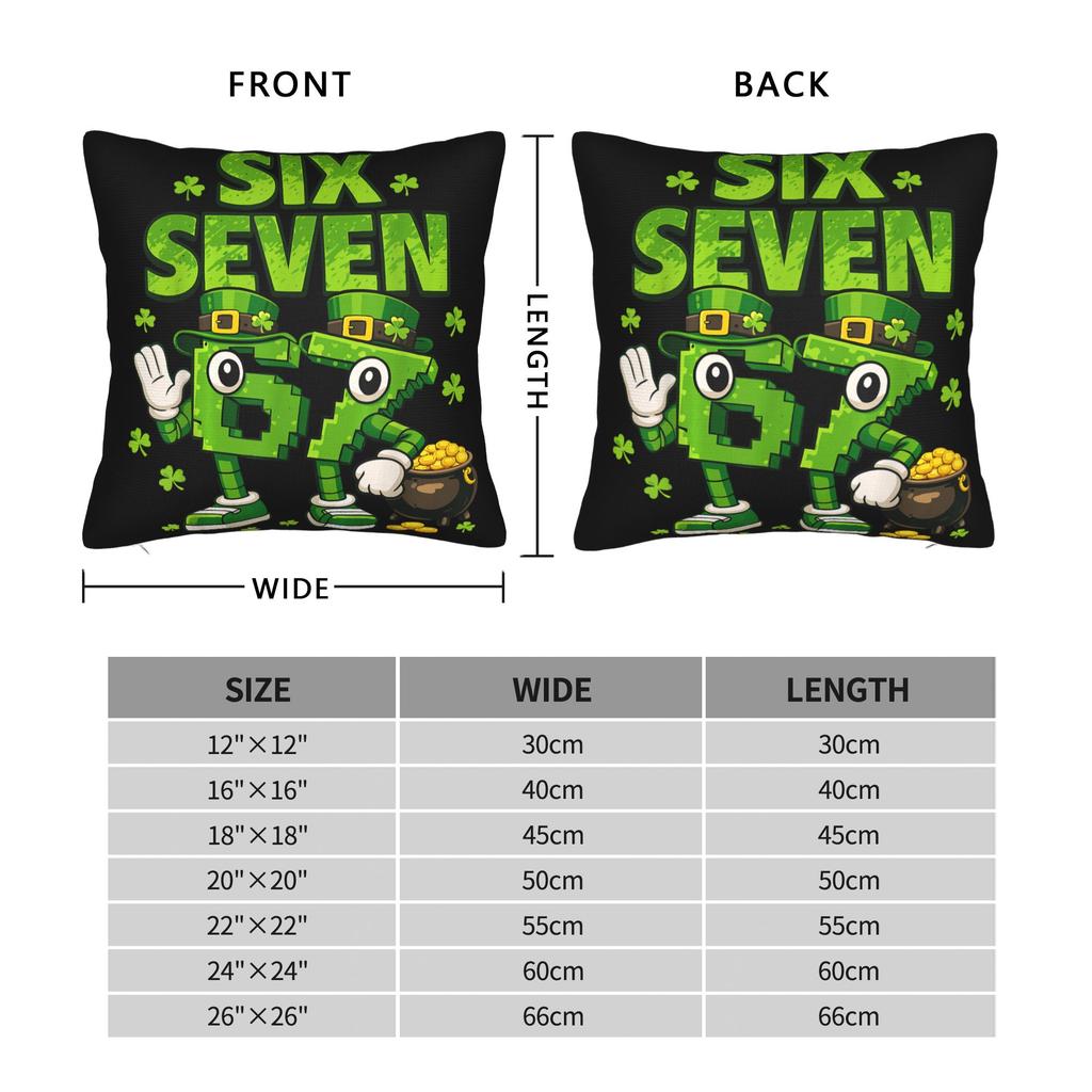 Pillow Cover Funny Meme 6-7 Shamrock Six Seven 6 7 St Patricks Day 67 Cute Funny Pillow Case For Sofa Car Home Decor Pillowcases