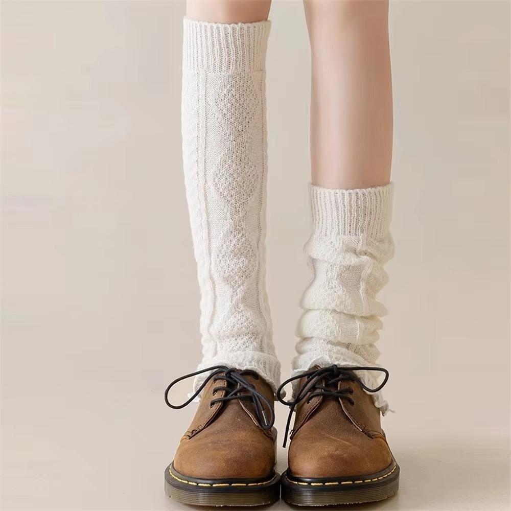 Dual Purpose Knitted Calf Sleeves Pleated Medium Tube Socking New Leg Warmers  Women