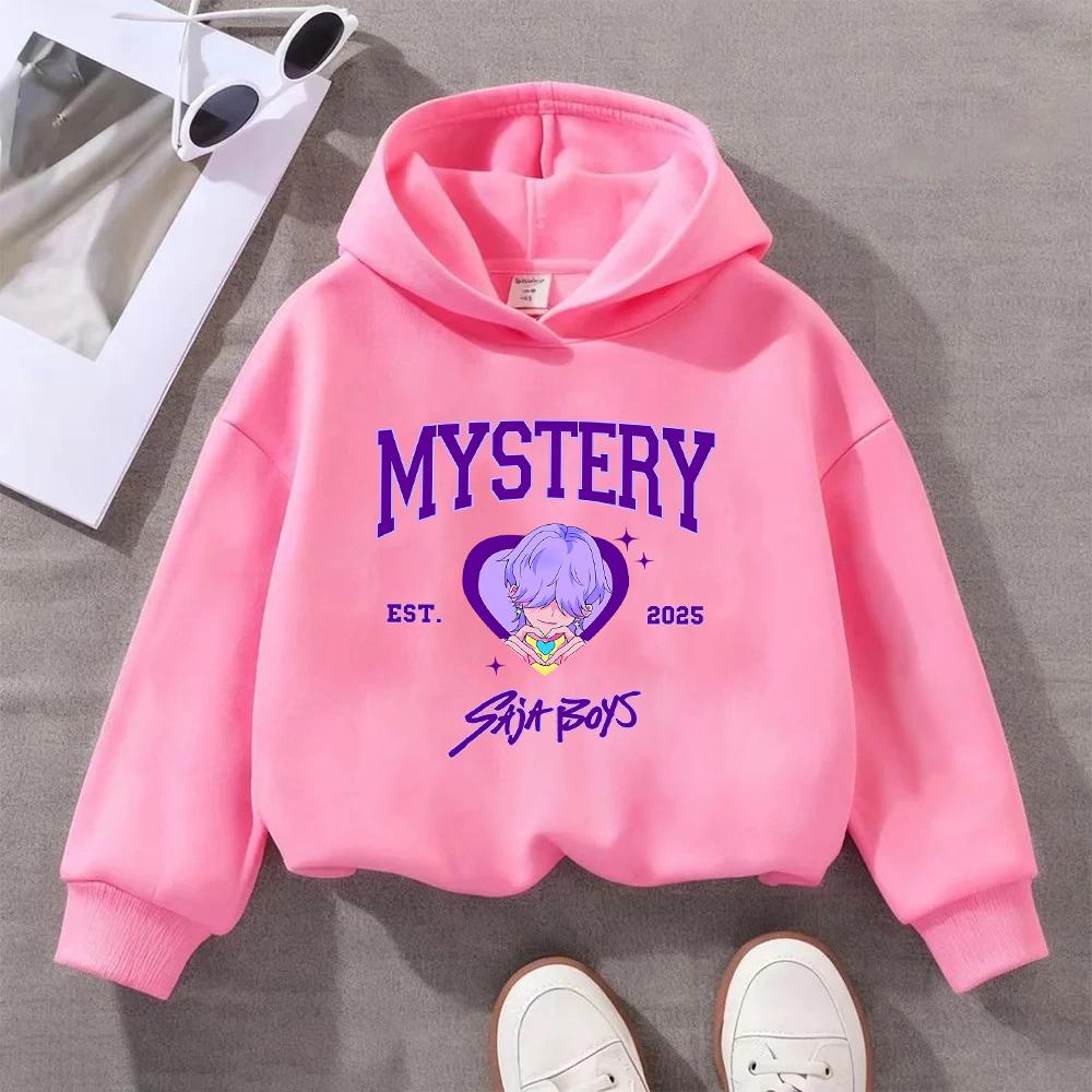 Kids' Sweatshirt Mystery EST 2025 Saji Boys Purple Hair Heart Design Casual Long Sleeve Top for Children