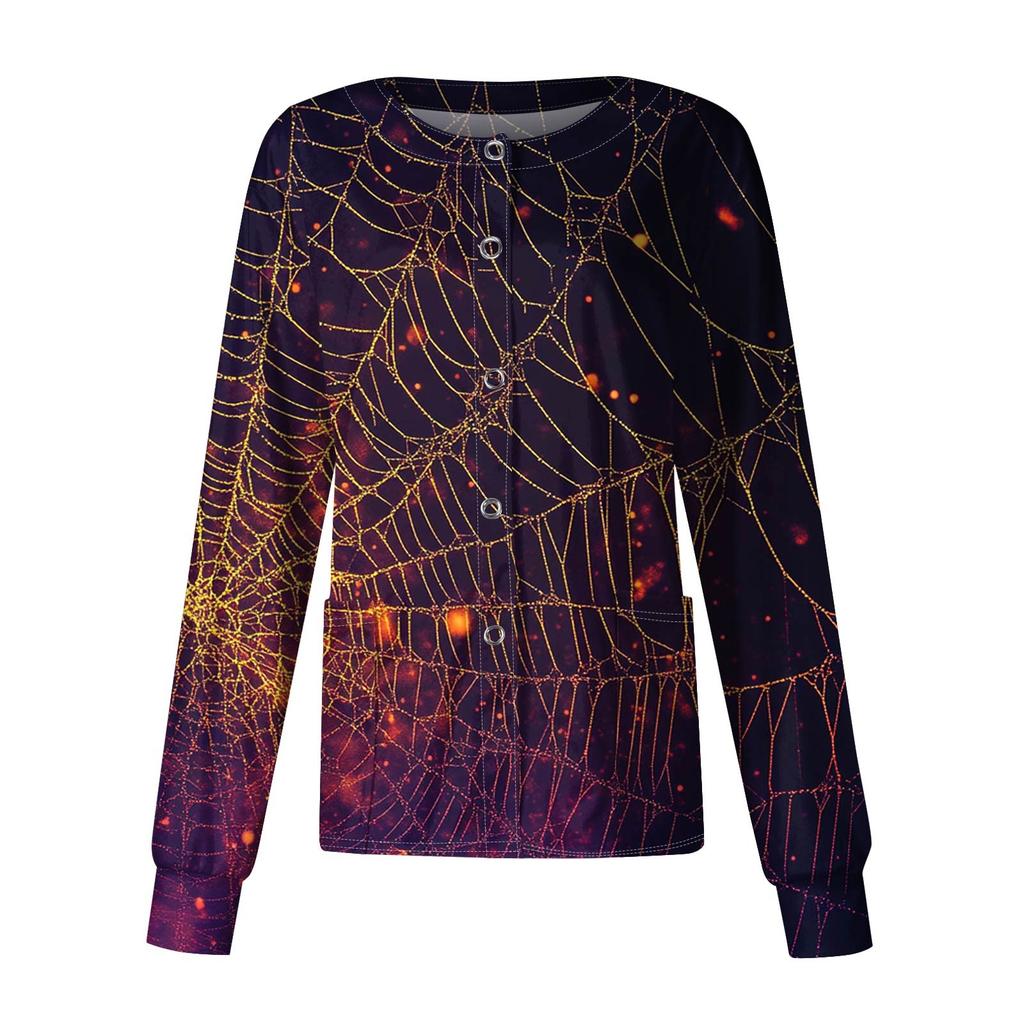 Dámské ležérní oblečení s dlouhým rukávem, jednořadové halloweenské oblečení s potiskem Cardigan Top oblečení Uniformy