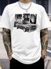 Summer 100 Pure Cotton Unisexs Fashionable Casual Classic Car Pattern Printed Loose Round Neck Short Sleeved Tshirt Top