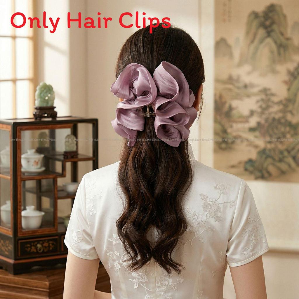 No Ip Included Large Fabric Banana Hair Clip With Wrinkle Texture For Womens Casual Hairstyling