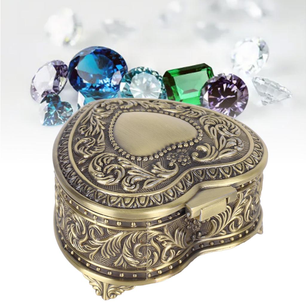 Kovová šperkovnice ve tvaru srdce Slitina Vintage krabička na drobnosti ve tvaru srdce Lehká krabička na drobnosti ve tvaru srdce pro brože, prsteny, náušnice