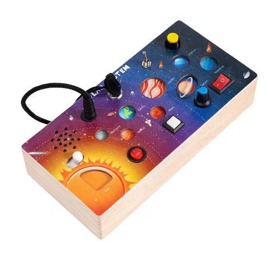 Children'S Simulation Switch Socket Led Circuit Board Montessori Early Education Analog Key Unlocking Busy Board Educational Toy