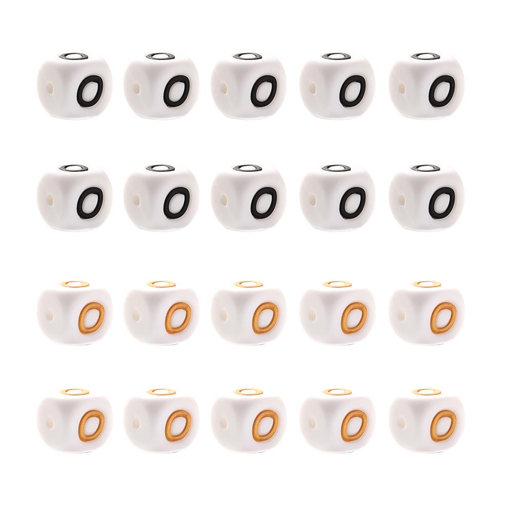 10Pcs 12mm Silicone Beads Letters Golden Black English Alphabet Letter Bead Bpa Free Material for Diy Chew Necklace Teether Toys