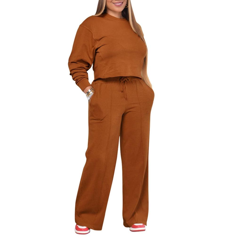 Women's Sportswear Casual Thick Color Two-piece Set Long Sleeved Sweatshirt Set