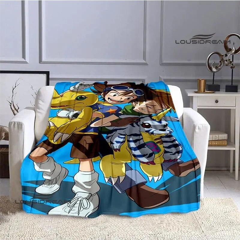 Digimon Cartoon Printing Blanket Flange Warm Blanket Picnic Blanket Home Travel Blanket Bed Linings Birthday Gift