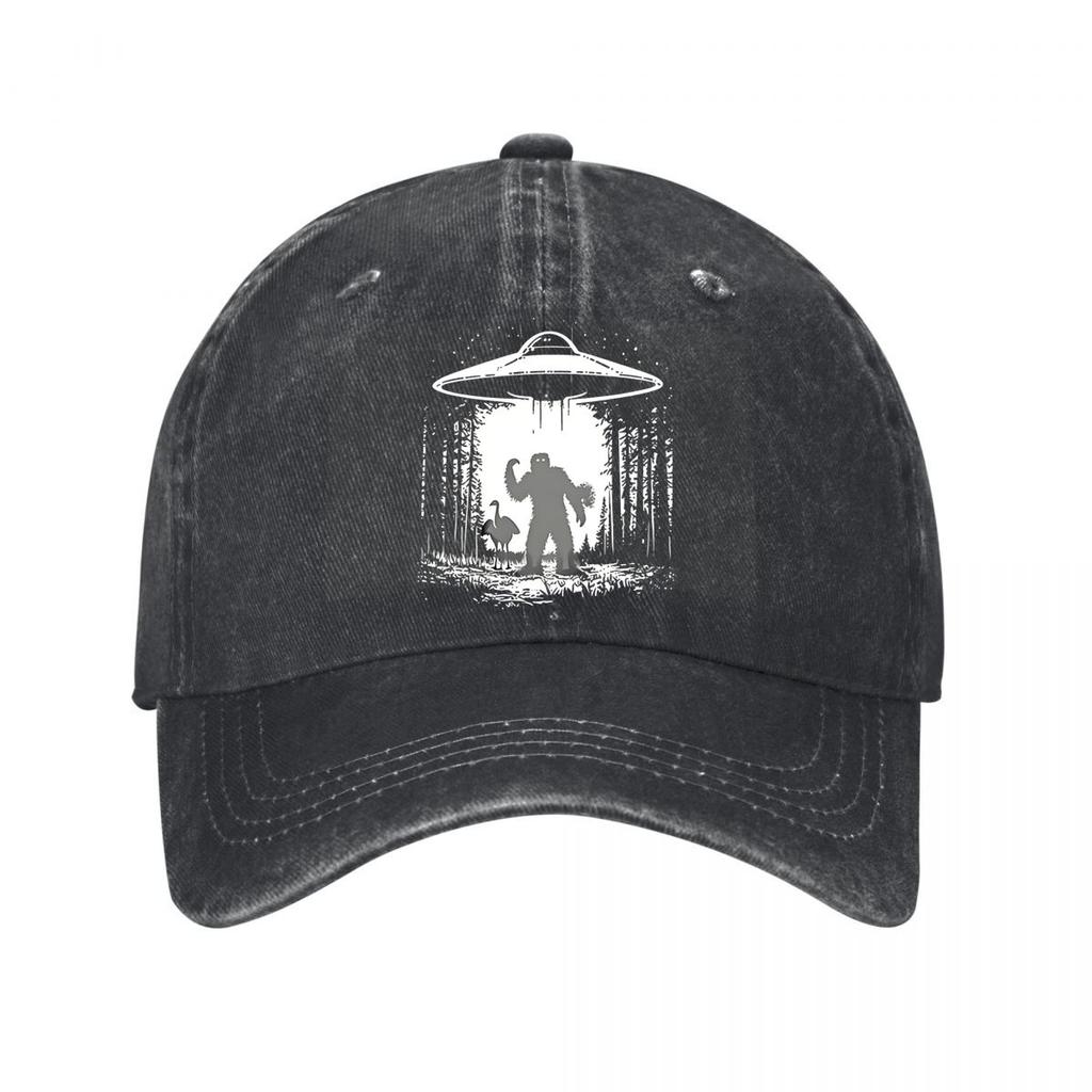 Vintage Baseball Cap UFO Bigfoot Graphic Outdoor Hat New Vintage Washed Cotton Baseball Cap Parent Kids Sun Hats