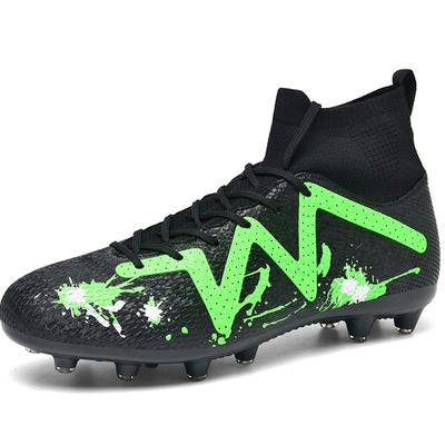 35-47 Men's High-top Football Boots Large Size Long Nails Leather Boys Soccer Shoes Kids Football Shoes