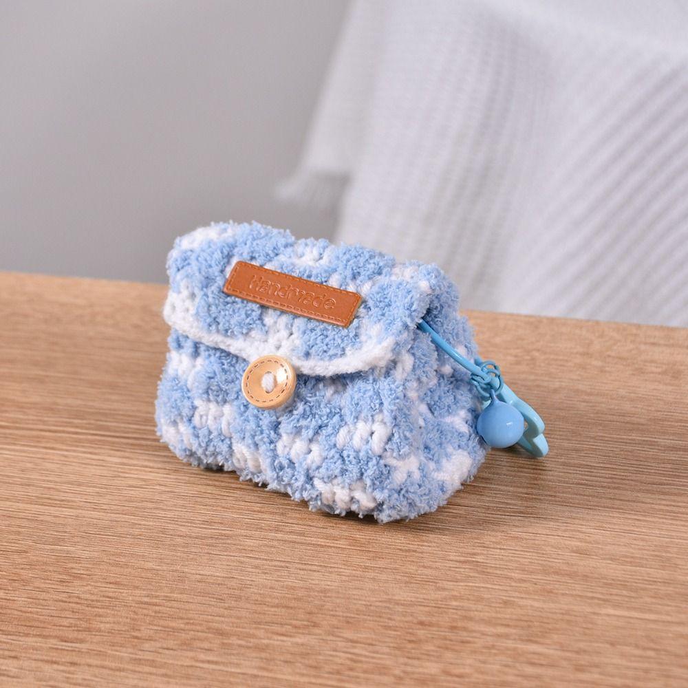 

Headset Cover Earphone Knitted Bag Handmade Mini Headphone Bag Headset Charging Box синій/білий