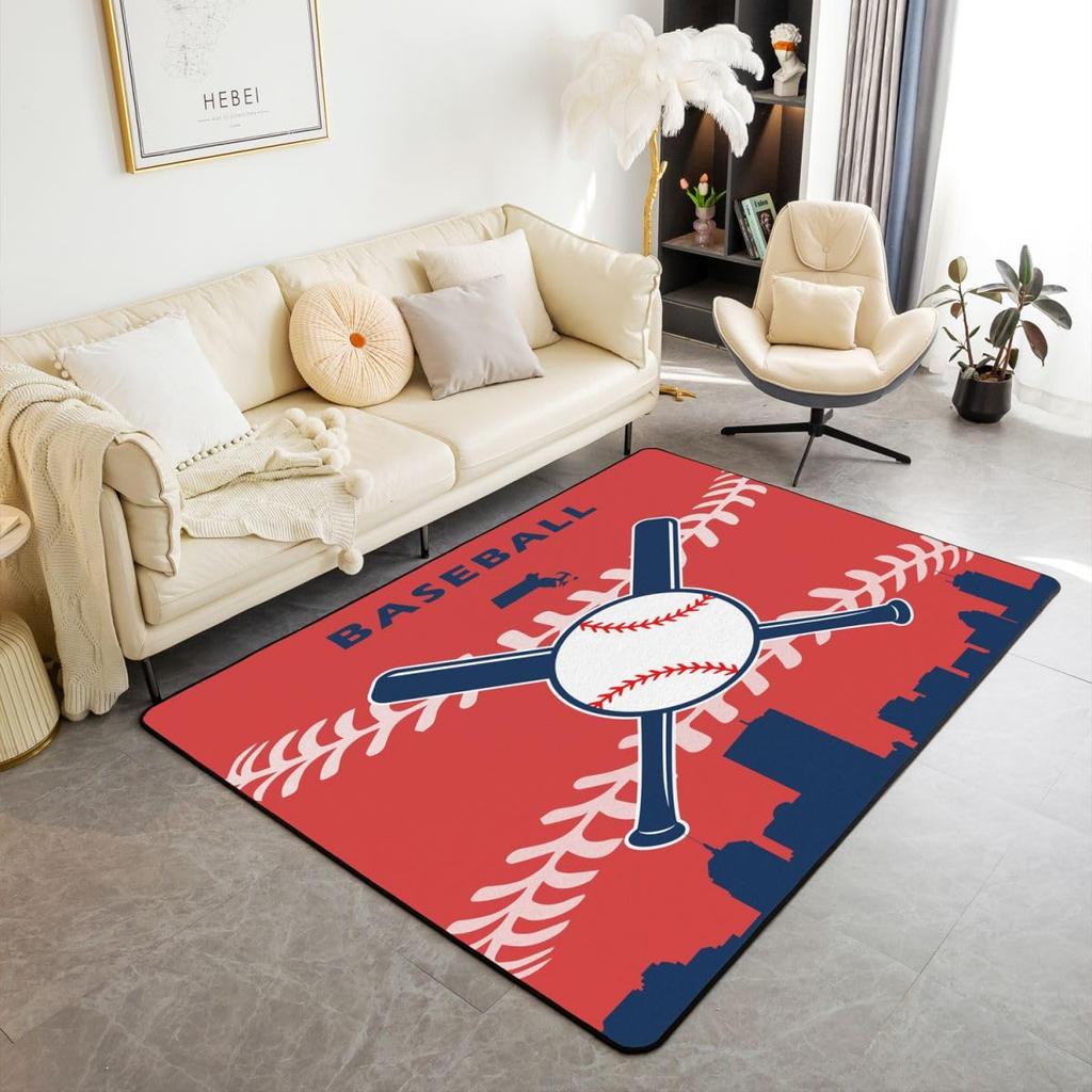 Ковер Erose Bridal Boys Baseball Area Rug 5x7 для подростков и молодежи, Ковер с изображением бейсбольной команды в подарок, Спортивные ковры для спальни, Городской ковер для помещений с тематикой бейсбола